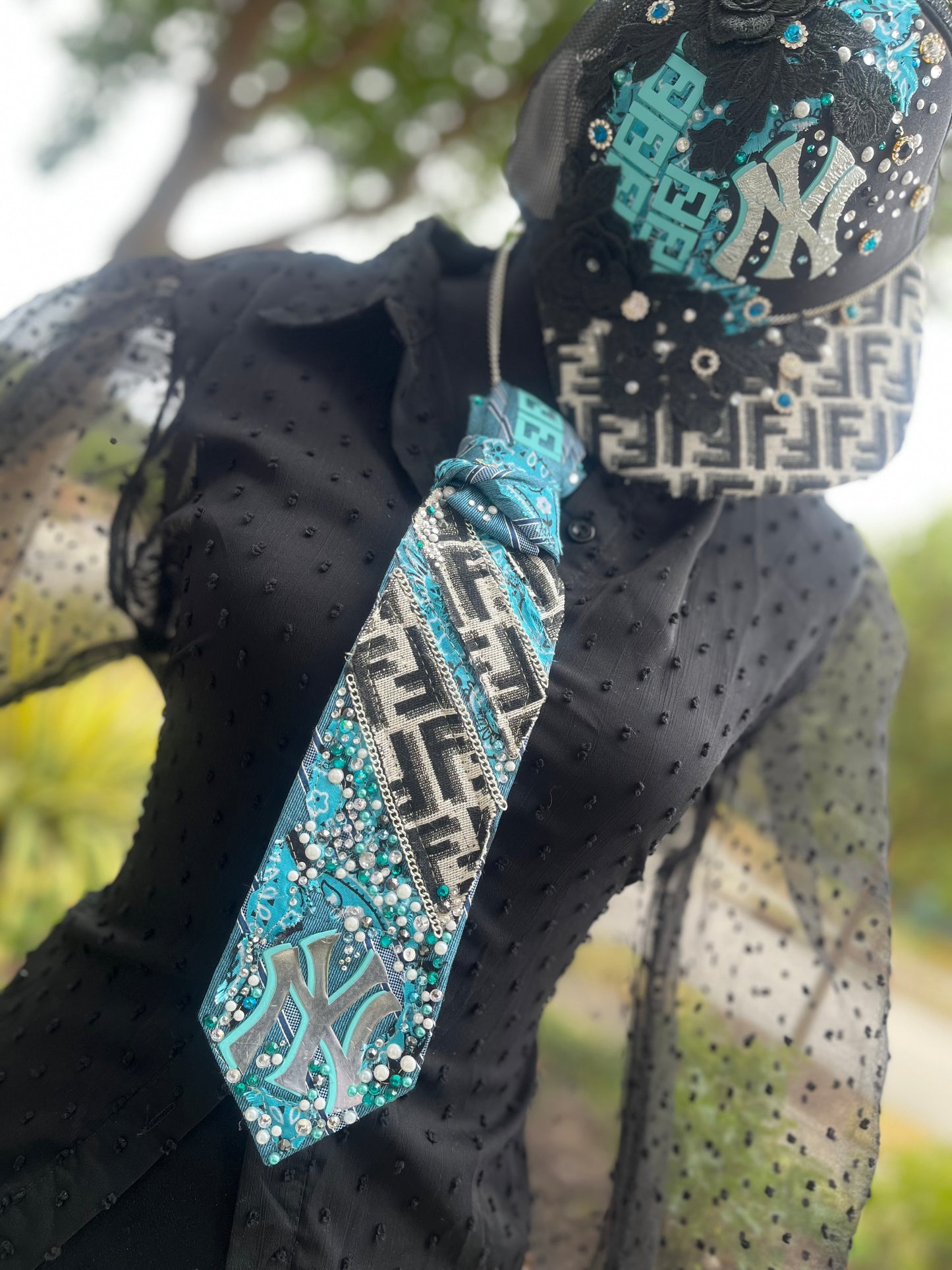 Bougie trucker hat & Upcycled necktie sets