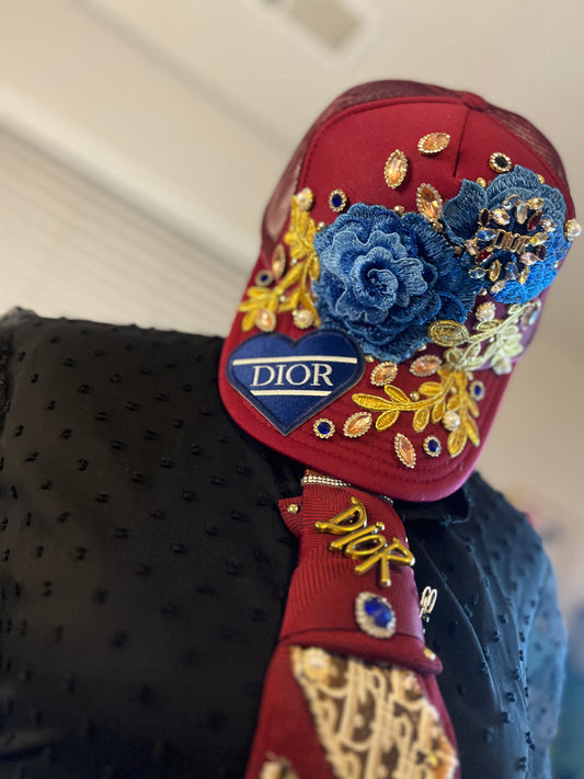 Bougie trucker hat & Upcycled necktie sets