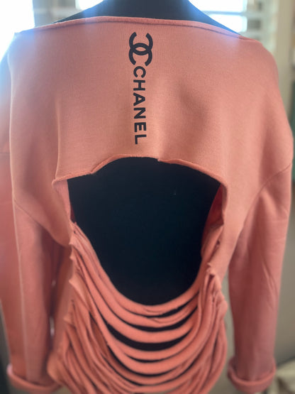 Distressed embellished sweatshirt