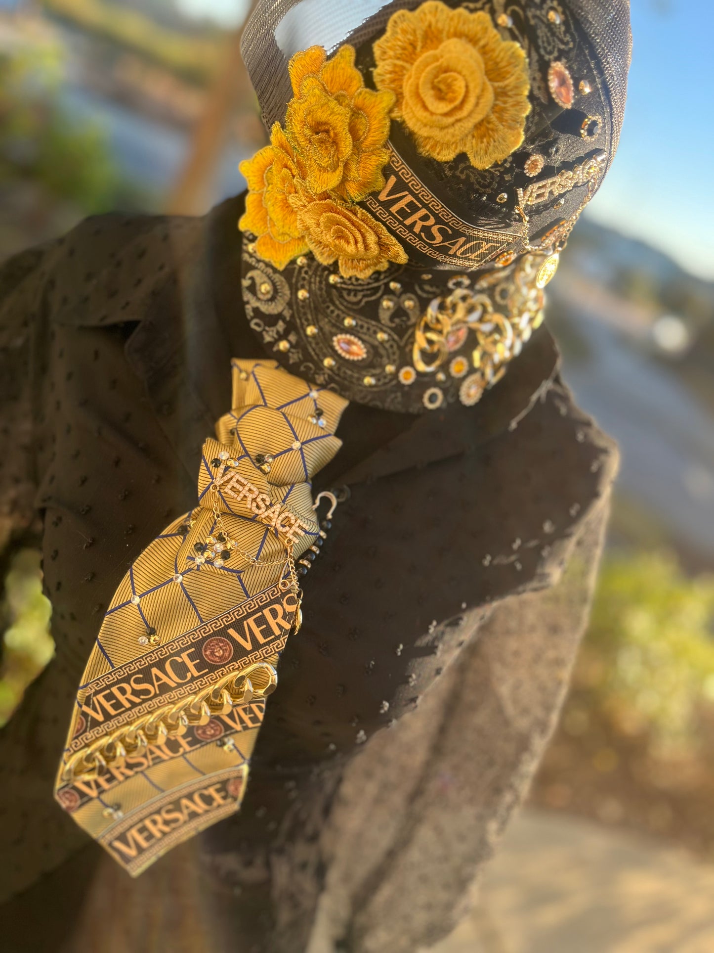 Bougie trucker hat & Upcycled necktie sets